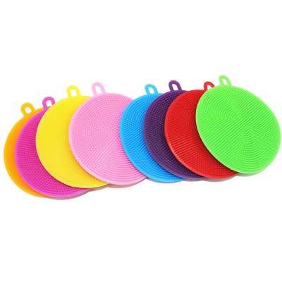 food grade durable non-stick silicone  sponge scrubber kitchen dishwashing cleaning brush