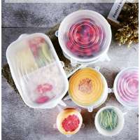 6 pieces set food grade silicone rubber fresh keeping stretch lid stretch food cover